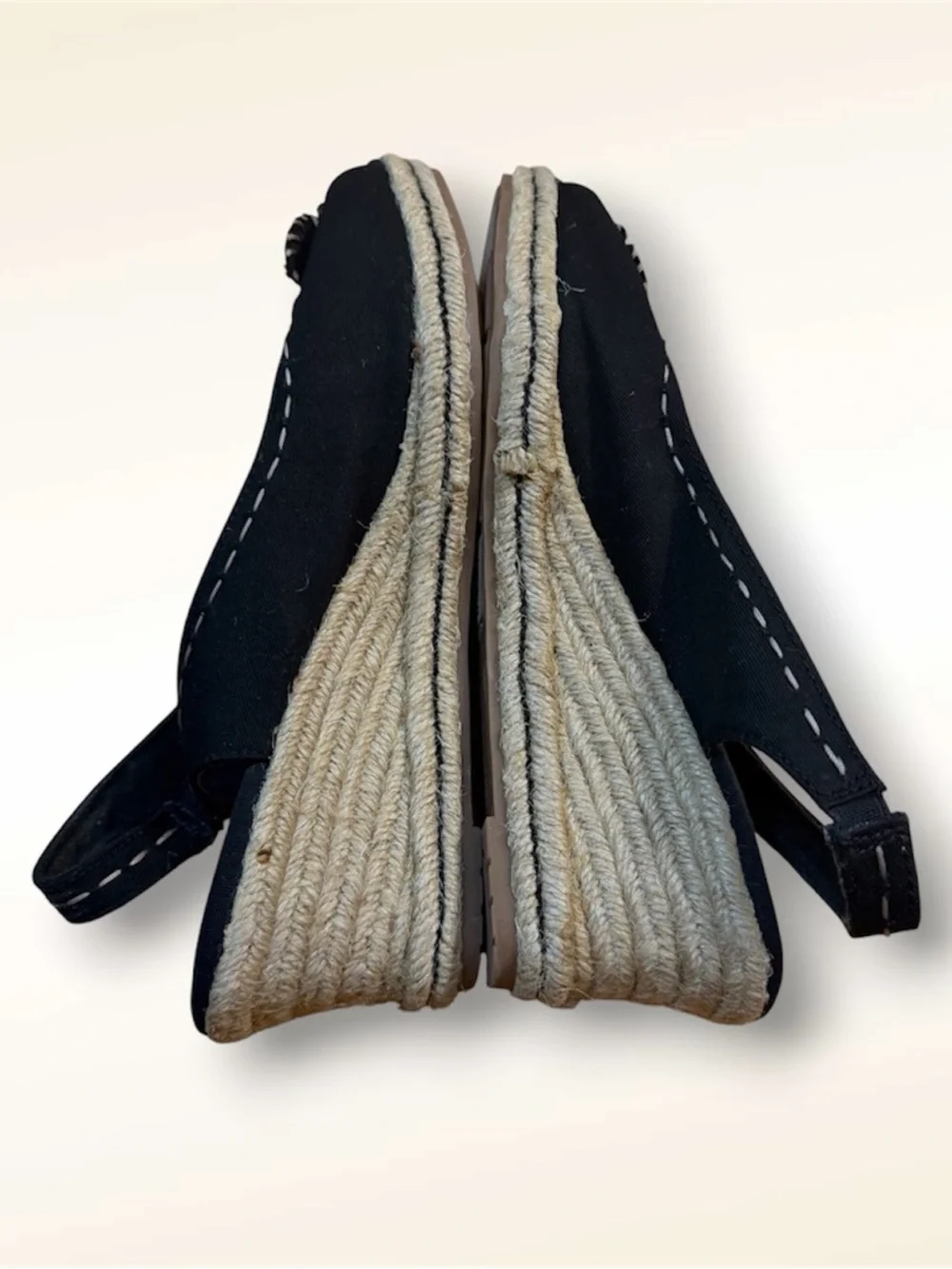 Naturalizer Black Canvas Espadrille Wedge Slingback Sandal Womens 9.5 - Picture 3 of 4